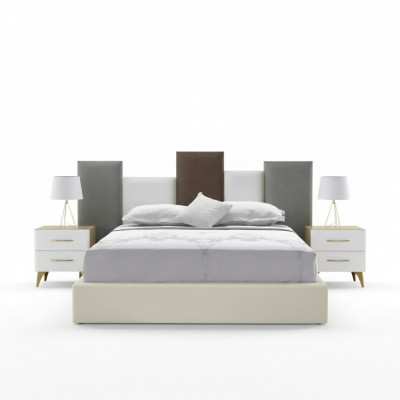 Slaapkamer set Bed 2x Nachtkastje Hout wit compleet Modern 3-delig