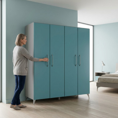 Kledingkast Slaapkamer Houten Kast Modern Kledingkasten Blauw