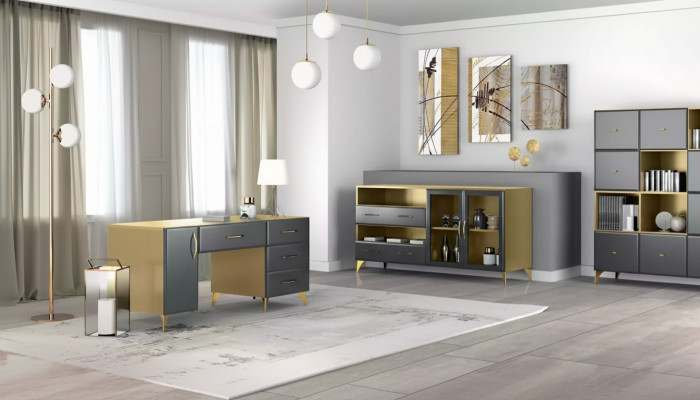 Woonkamerset Bureau Dressoir Boekenkast 3-delige Tafel Meubels Hout  Woonkamerset Bureau Dressoir Boekenkast 3-delige Tafel Meubels Hout
