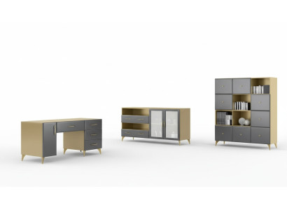 Woonkamerset Bureau Dressoir Boekenkast 3-delige Tafel Meubels Hout  Woonkamerset Bureau Dressoir Boekenkast 3-delige Tafel Meubels Hout