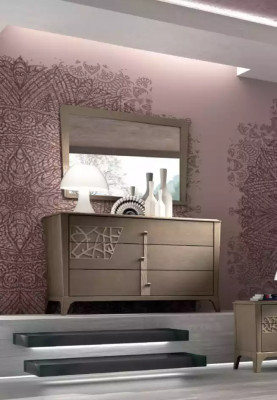 Slaapkamer bed 2x nachtkastje design 6-delig compleet set bruin 6-delig