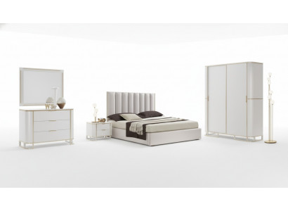 Bed 2x bedside tables chest of drawers 6-piece bedroom set design luxury new