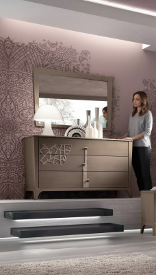 Ladenkast Spiegel Nieuw Luxe Compleet Slaapkamer Set Dressoir bruin 2-delig