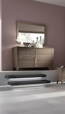 Ladenkast Spiegel Nieuw Luxe Compleet Slaapkamer Set Dressoir bruin 2-delig