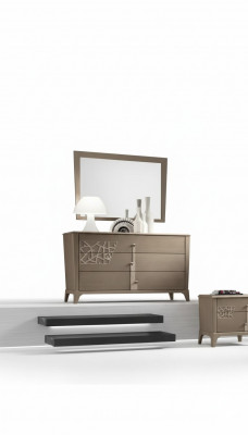 Ladenkast Spiegel Nieuw Luxe Compleet Slaapkamer Set Dressoir bruin 2-delig