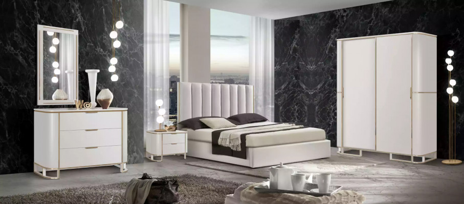 Slaapkamer set commode spiegel Nieuw Luxe Compleet nieuw Wit 2-delig