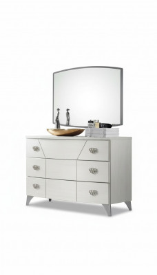 Slaapkamer set, dressoir, spiegel, luxe complete witte 2-delige kast.
