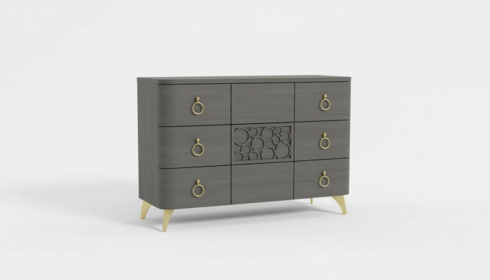 Slaapkamer set Luxe bed 2x nachtkastjes Design grijs 3-delig commode