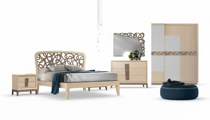 Slaapkamer set Bed 2x Nachtkastjes Kledingkast Design Luxe nieuw 6-delig
