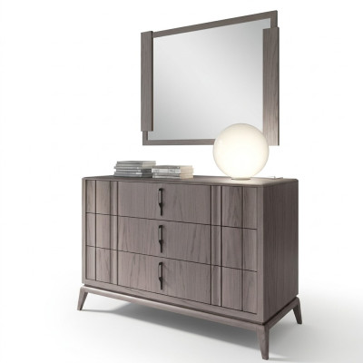 Slaapkamer set Luxe dressoir Spiegeldesign Sideboard bruin 2-delig Hout