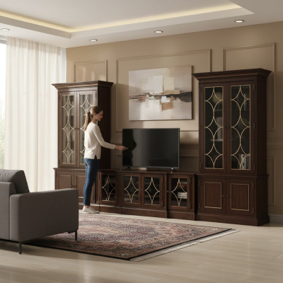 Tv-meubel 2x Vitrine Moderne woonkamer woonkamerset Modern 3-delig