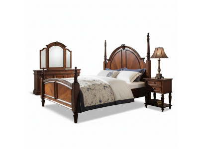 Slaapkamer Bed Klassiek Nieuw stijlvol in Modern bruin Hout Luxe