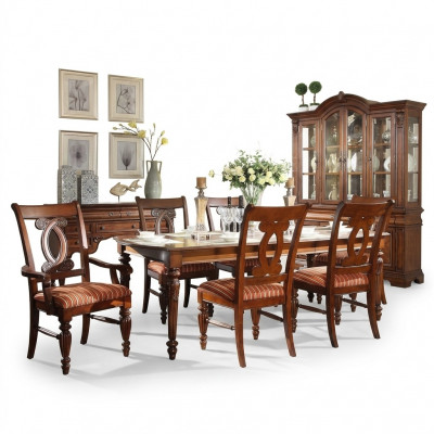 Eetkamer Eettafel 4x stoel 2x stoel set van 7 delen Luxe houten meubels