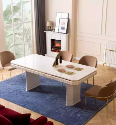 Eetkamer Set Tafel 6x Stoelen Dressoir Spiegel 9-delige Groep Set