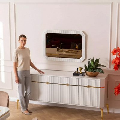 Dressoir Spiegel Ontwerp Meubels Console Hout Woonkamer Designer