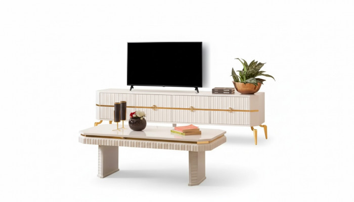 Salontafel dressoir 2-delig woonkamermeubels tafel lowboard nieuw wit