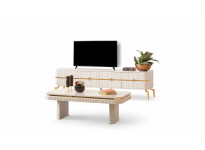 Salontafel dressoir 2-delig woonkamermeubels tafel lowboard nieuw wit