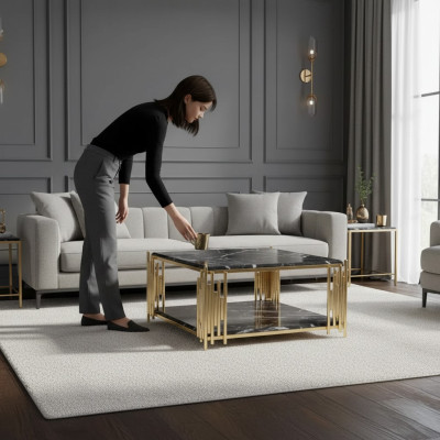 Salontafel Woonkamermeubels Tafel Luxe Bijzettafel zwart Ontwerp.