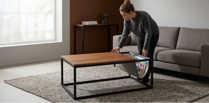 Woonkamer salontafel bruin meubels tafel luxe nieuw modern design hout.