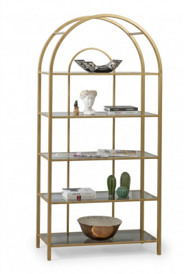 Woonkamer boekenkast roomdivider boekenplank opbergruimte goud