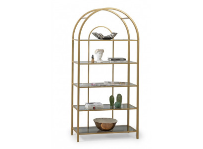 Woonkamer boekenkast roomdivider boekenplank opbergruimte goud