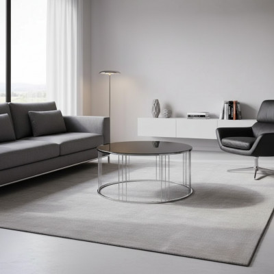 Salontafel meubel luxe nieuw zwart modern woonkamer design roestvrij staal.
