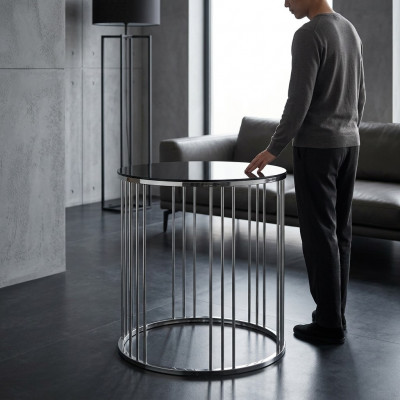 Bijzettafel Woonkamer Meubilair Materiaal Roestvrij staal zwart Ontwerp Modern