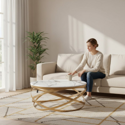 Salontafel Meubel Tafel Luxe Goud Modern Woonkamer Ontwerp Roestvrij staal