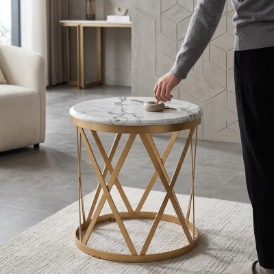 Woonkamer bijzettafel goud Modern meubels Materiaal Roestvrij staal Ontwerp nieuw