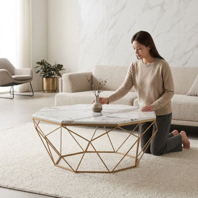 Salontafel Meubilair Tafel Goud Luxe Nieuw Modern Woonkamerontwerp Metaal