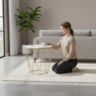 Bijzettafel Woonkamer Meubels Materiaal Metaal Wit Ontwerp Modern