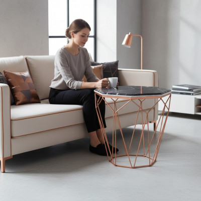 Bijzettafel Woonkamer Luxe Meubels Materiaal Zwart Metaal Ontwerp