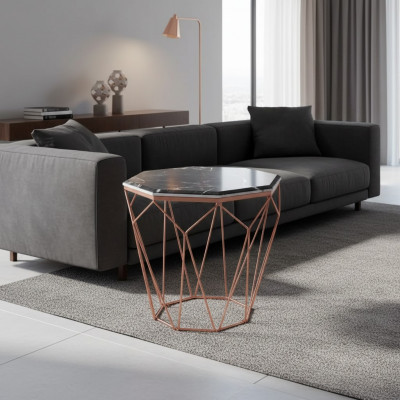 Bijzettafel Woonkamer Luxe Meubels Materiaal Zwart Metaal Ontwerp
