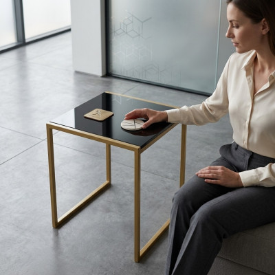 Woonkamer bijzettafel meubels stijl modern materiaal roestvrij staal ontwerp