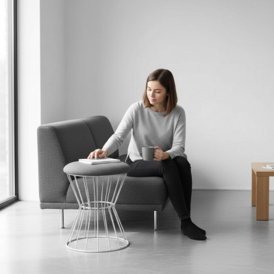 Poef Voetenbank Kubus Luxe meubels Ontwerp Stijl Lounge Club Stof