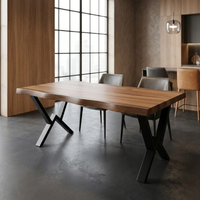 Eetkamer eettafel luxe meubels hout keukentafel nieuw bruin tafel modern.