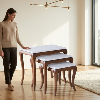 Bijzettafel 3x Woonkamer Meubels Materiaal Hout wit Design Modern
