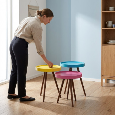 Bijzettafel 3x bruin Woonkamer meubels Materiaal Hout Design nieuw
