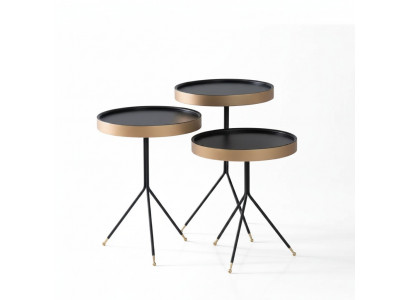 Bijzettafel 3x rond Decoratietafel Lampentafel Salontafel Tafel Hout zwart