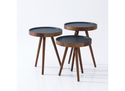 Bijzettafel 3-delige set bruin Salontafel Rond Bijzettafel Modern Luxe