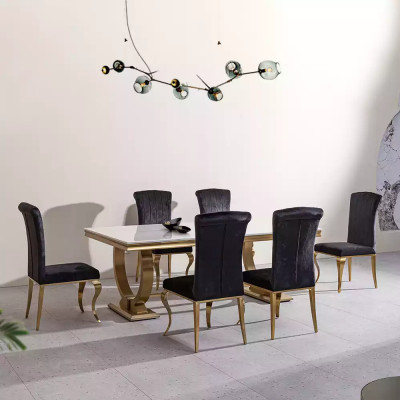 Ontwerper Rechthoekige eettafel Eetkamer meubels Luxe RVS tafels