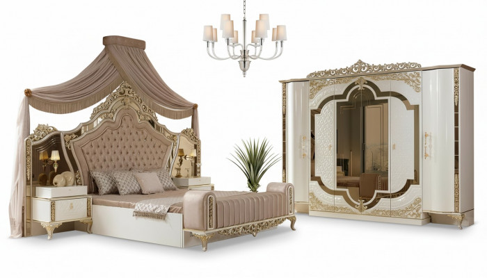 Slaapkamer set bed 2x nachtkastjes design luxe nieuw 5-delig wit