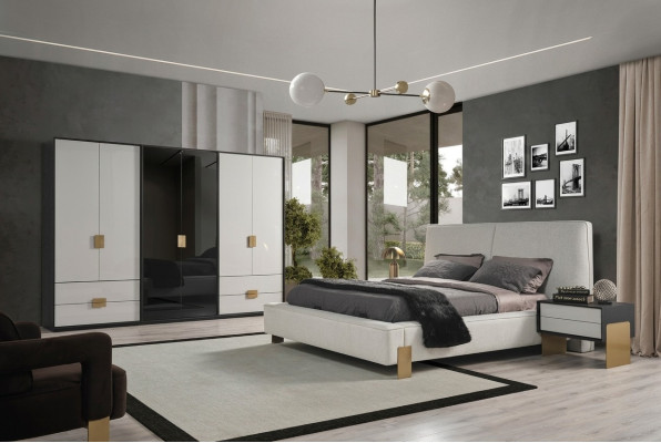 Slaapkamer set Bed 2x Nachtkastjes Kledingkast Luxe nieuw 4-delig Hout