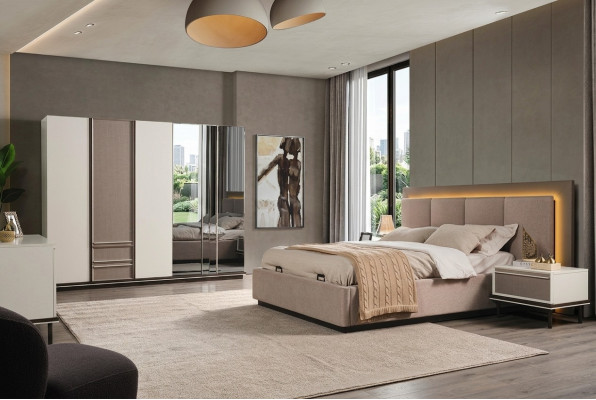 Slaapkamer Set Bed 2x Nachtkastjes Kledingkast Luxe nieuw 4-delig