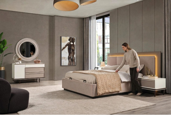 Slaapkamer set Bed 2x Nachtkastjes Kaptafel Luxe nieuw 5-delig design