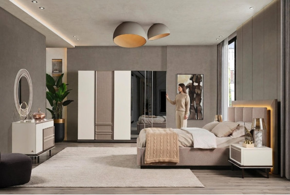 Slaapkamer set bed 2x nachtkastjes kaptafel luxe nieuw 6-delig design