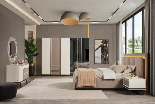 Slaapkamer set bed 2x nachtkastjes kaptafel luxe nieuw 6-delig design