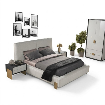 Luxe slaapkamer set ontwerper tweepersoonsbed 2x nachtkastjes stijlvol