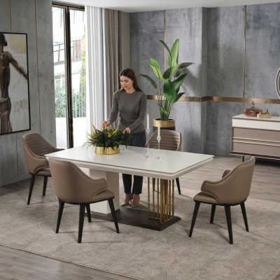 Eetkamer meubels Designer eettafel 4 stoelen Compleet set 5-delig