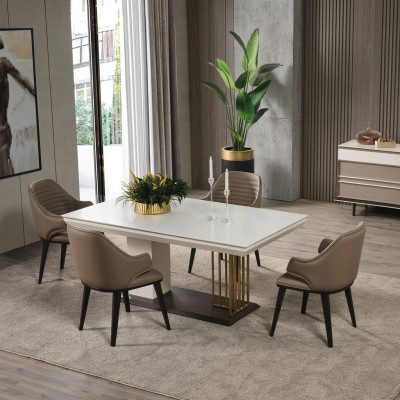 Eetkamer meubels Designer eettafel 4 stoelen Compleet set 5-delig